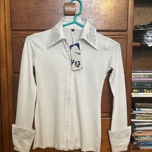 Chic White Kids Button Down Shirt with Embroidery